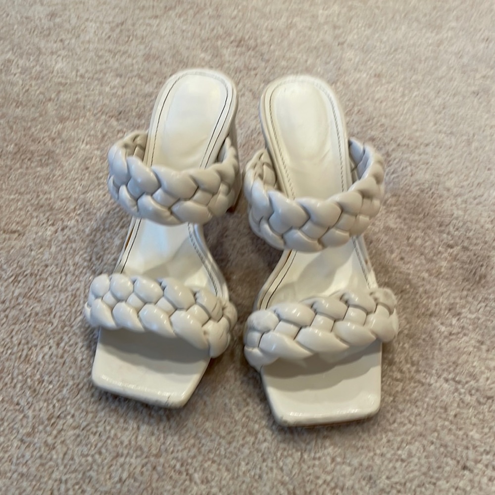 White Braided Heels